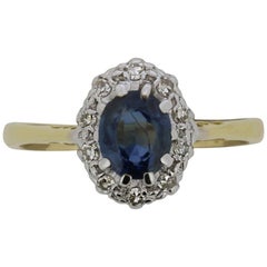 Art Deco Sapphire and Diamond Cluster Ring, circa 1930s Art Deco Sapphire and Diamond Cluster Ring, circa 1930s