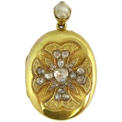 Antique Victorian Diamond Locket, 18 Carat Gold