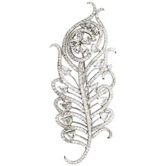 10 Carat Diamond 18 Karat White Gold Leaf Brooch Pin