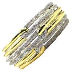 David Yurman Labyrinth Diamond Triple Loop Hinged Cuff Bracelet