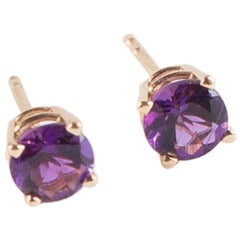 Amethyst and Yellow Gold Stud Earrings 1