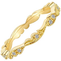 Marisa Perry's Diamond Yellow Gold Chantilly Lace Band Ring 5