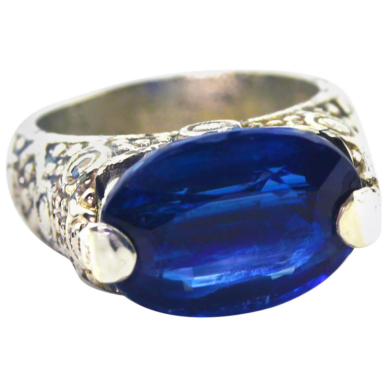 12.76 Oval Kyanite Sterling Silver Cocktail Ring