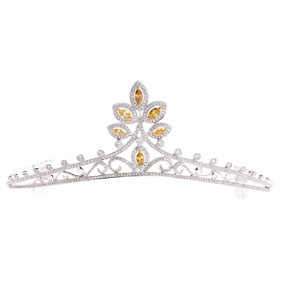 GIA Certified Natural Fancy Diamond Gold Tiara