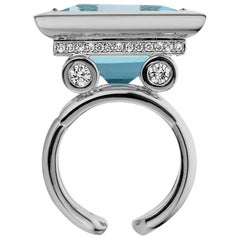 Jochen Leën Architect Aquamarine White Gold Diamond Cocktail Ring