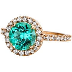 Jochen Leën 2.06 Carat Paraïba Tourmaline Collection Grade Diamond Ring