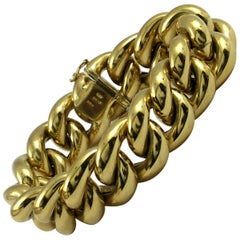 Vintage Puffed Gold Curb Link Bracelet