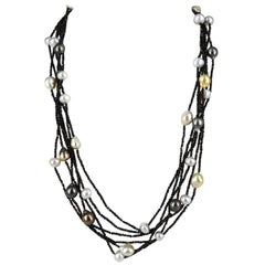South Sea & Tahitian Pearl 18ct Gold Spinel 157 inch Extra Long wrap Necklace