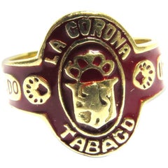 Timeless Enamel Gold Cigar Band Ring La Corona Tabaco