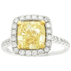 3.0 Carat Fancy Yellow Diamond Gold Ring EGL Lab Report