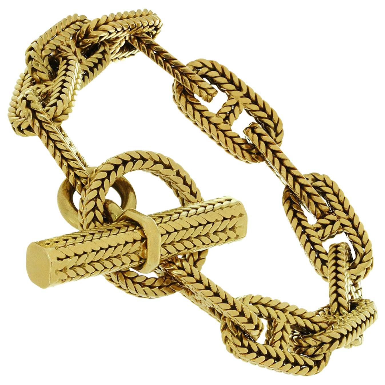 Hermes George L'Enfant Chain d'Ancre Yellow Gold Extra Large Bracelet