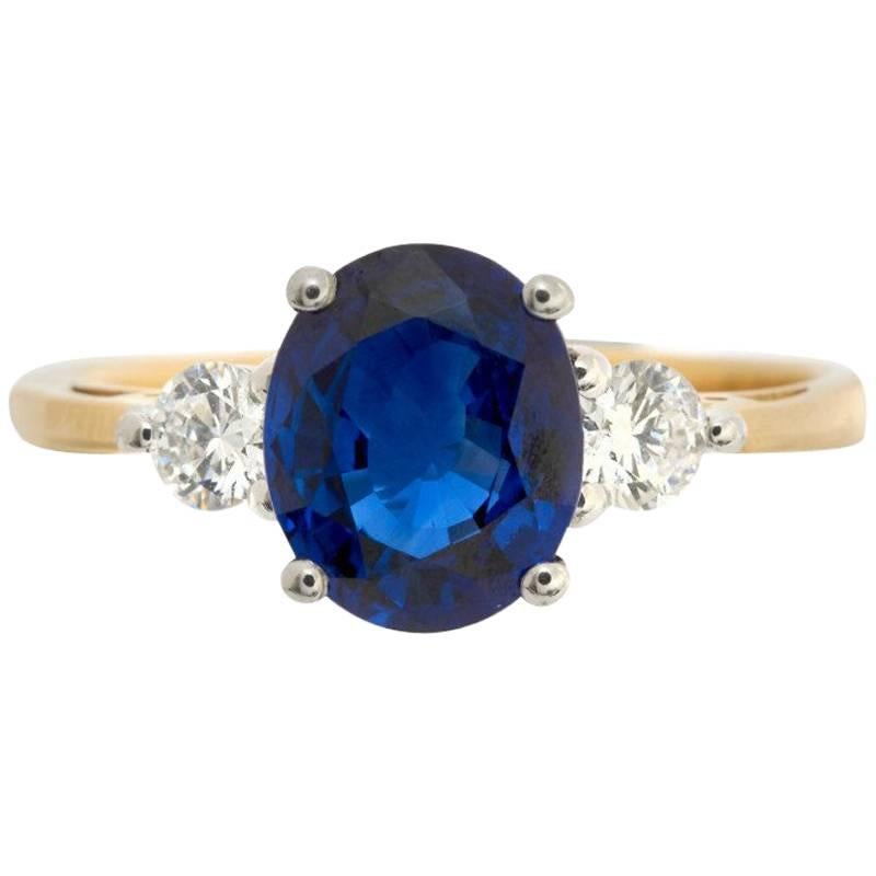 18 Carat Gold 1.87 Carat Sapphire and 0.24 Carat Diamond Ring