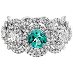 Jochen Leën Diamond and Paraiba Tourmaline Classic White Golden Ring