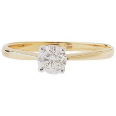 18 Carat Gold Certified 0.51 Carat Diamond Solitaire Ring