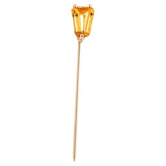 14K Yellow Gold Tapered Baguette Yellow Sapphire Pin Brooch 0.70 Carat