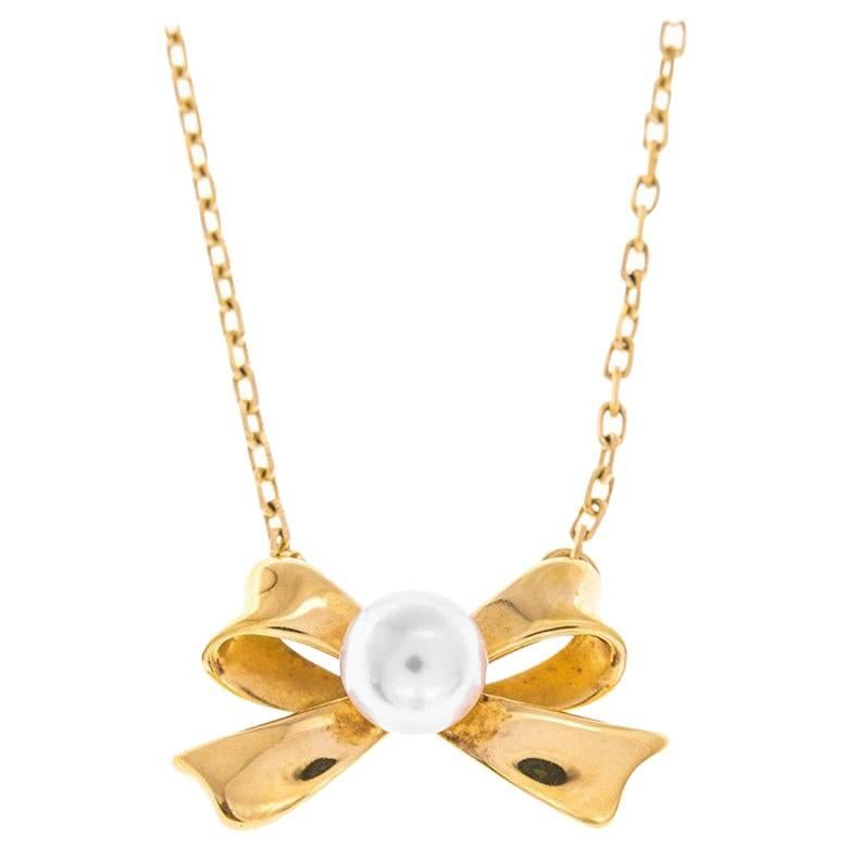 Mikimoto Gold Bow Necklace