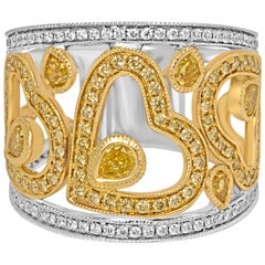 Natural Fancy Color Diamond Two Color Gold Cocktail Band Ring 9