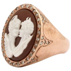 Amedeo Naughty or Nice Cameo White Diamonds Sterling Silver Rose Rhodium-Plated 5