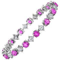 Pink Sapphire and Diamond Platinum Bracelet 2
