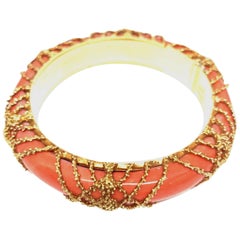 1960s Van Cleef & Arpels Paris Coral Gold Bangle Bracelet