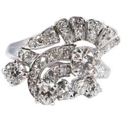 1950s Retro Platinum and Diamond Ring