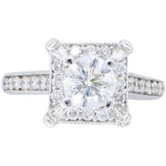Certified Halo Style Diamond Engagement Ring