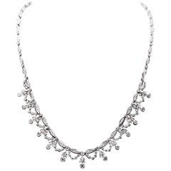 Floral 5.46 Carat Diamond Garland White Gold  Necklace