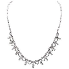 Floral 5.46 Carat Diamond Garland White Gold  Necklace 