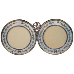 Faberge Antique Gold Guilloche Enamel Double Picture Frame 1