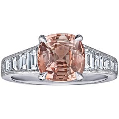 GIA Certified Rare 3.26 Carat Padparadscha Sapphire Diamond Ring 5
