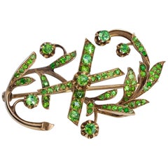Art Nouveau Antique Russian Demantoid Gold 10th Anniversary Brooch
