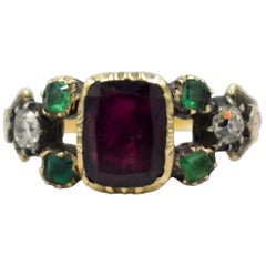 Antique Garnet, Emerald and Ruby Ring