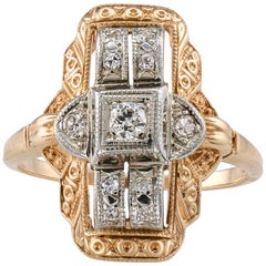 Vintage Art Deco 1930s Two-Tone Gold Diamond Dinner Ring