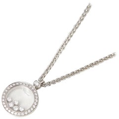 Chopard 18 Karat White Gold Happy Diamonds Pendant Necklace