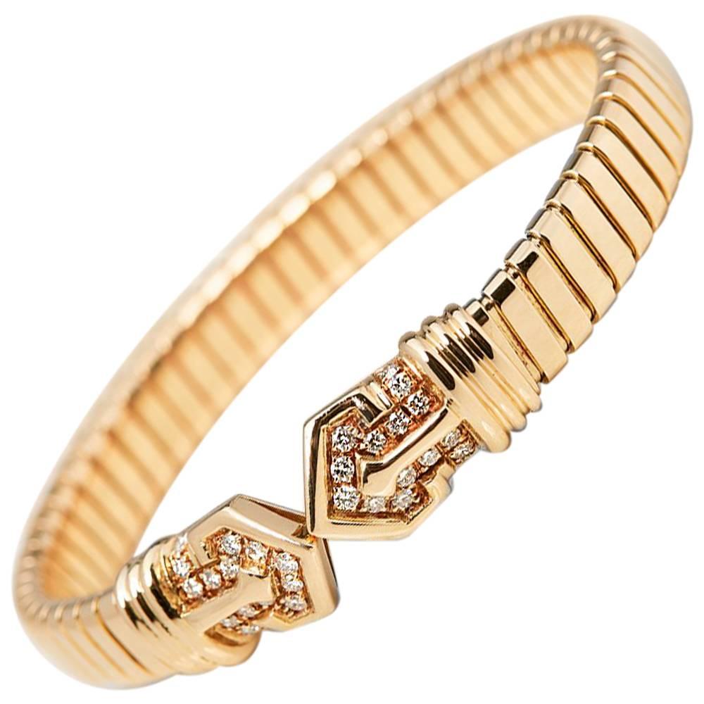 Bulgari Diamond Gold Cuff Bracelet