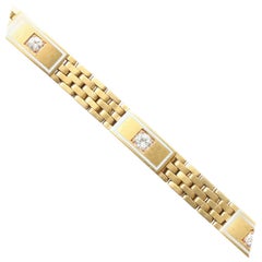 Antique Art Deco Diamond Brick Pattern Gold Bracelet