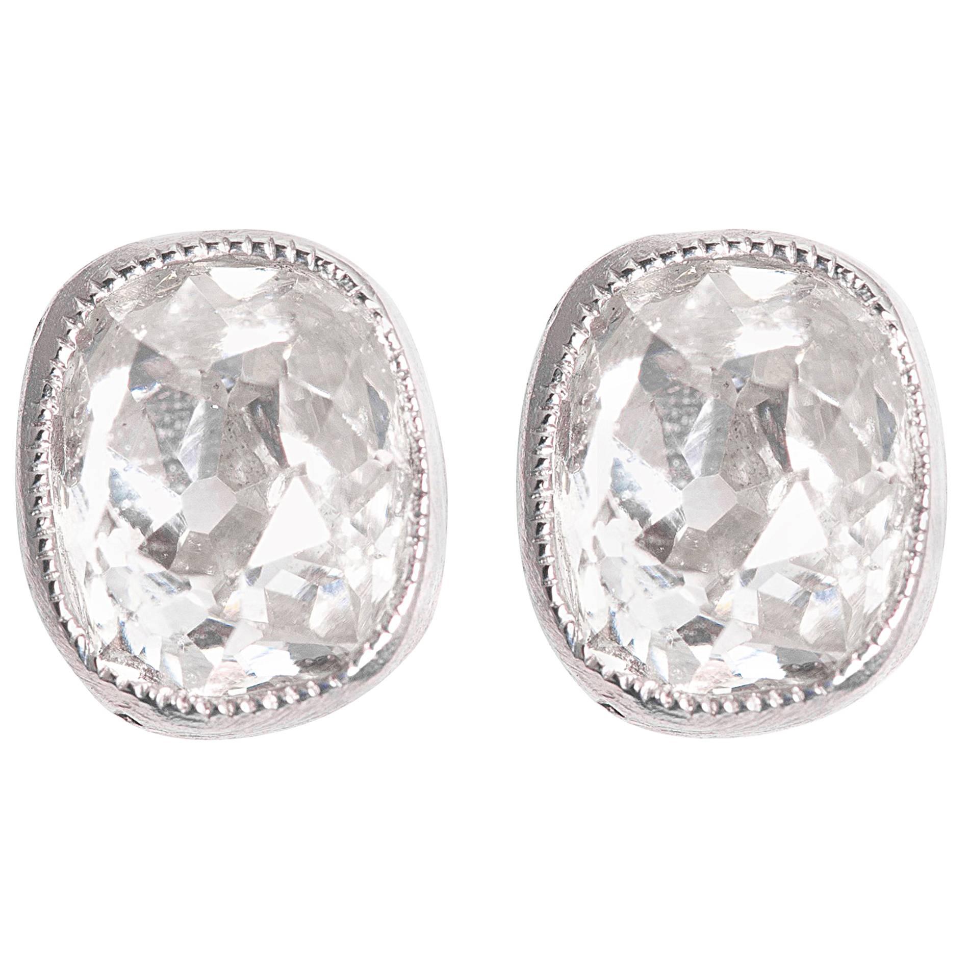 1.20 Carat Cushion Shape Diamond Stud Earrings  For Sale