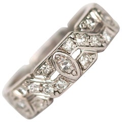 1930s Art Deco Platinum Antique European Cut Diamond Wedding Band
