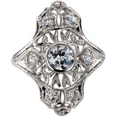 Art Deco 1925 Platinum Diamond Dinner Ring 8