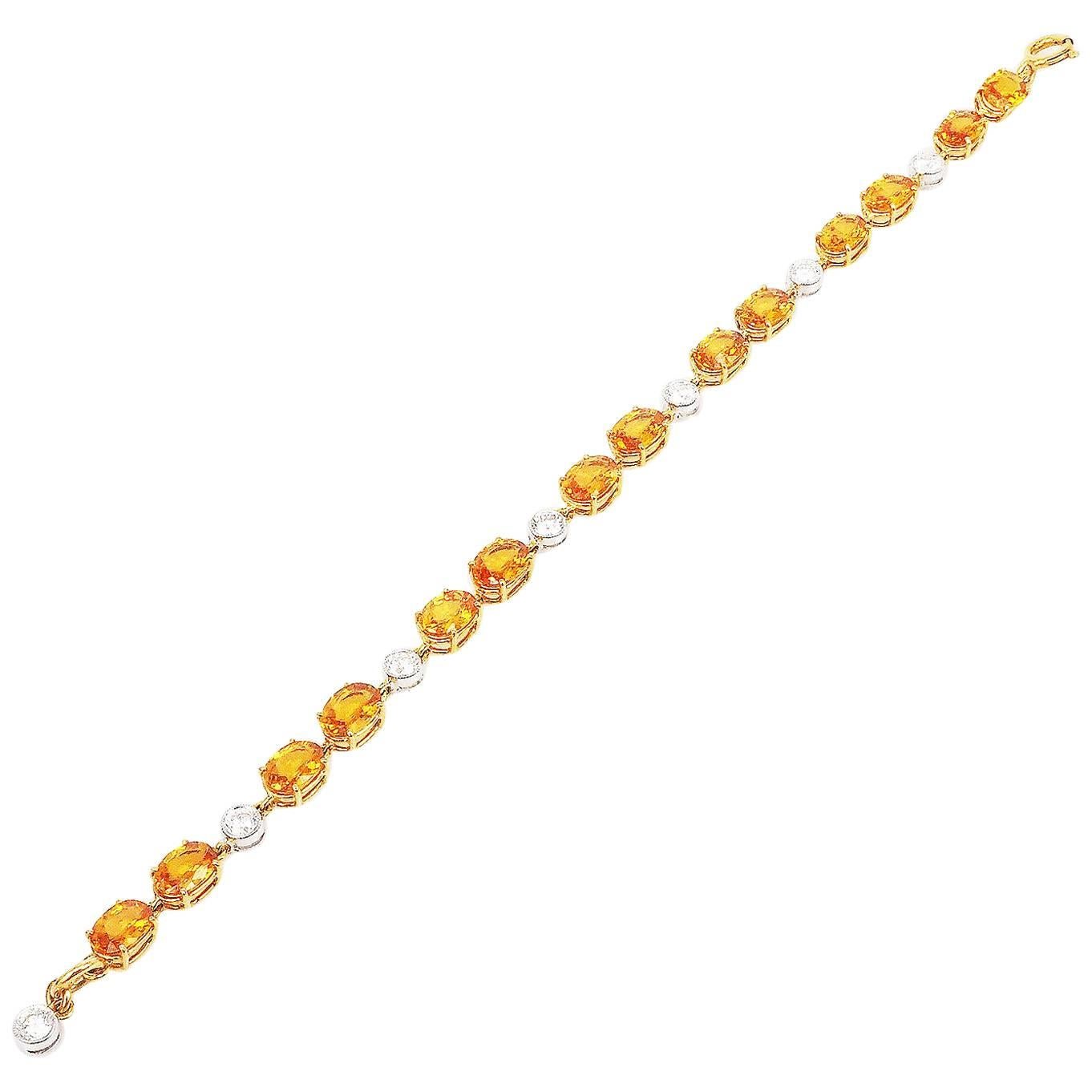 18K White gold invisible Oval Yellow Sapphire Bracelet For Sale