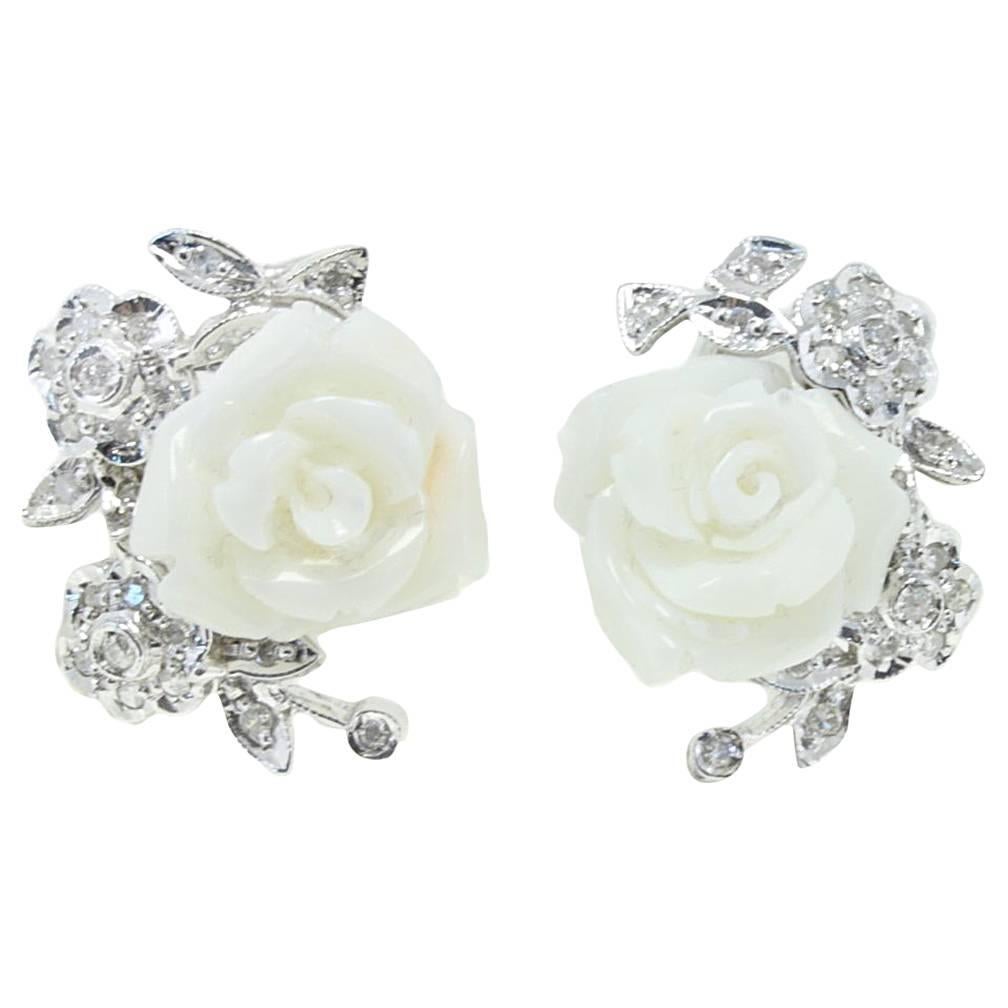 Luise Coral Diamond Stud Earrings