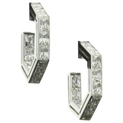 Amy Burton Fine Jewelry French-Cut Diamond Geometric Hoop Earrings 1