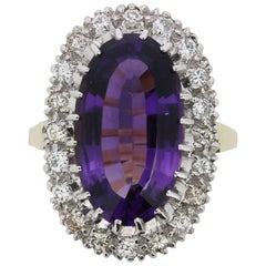 Vintage Amethyst and Diamond Cluster Ring, circa 1960s