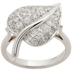 E Wolfe Diamond-Set Leaf Ring