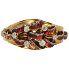 Charlton & Co Antique 18 Karat Gold, Enamel and Diamond Bracelet