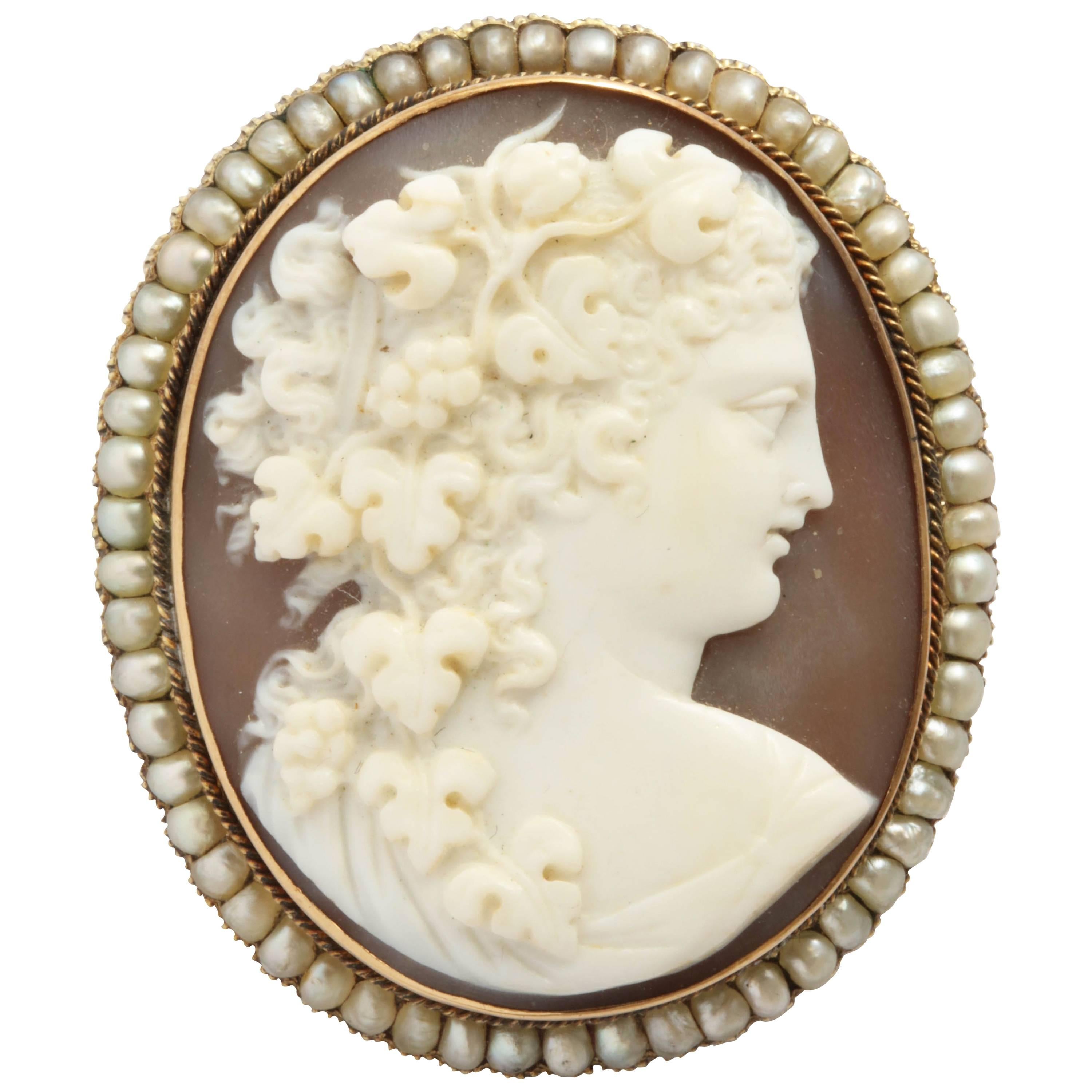 Victorian Shell Cameo of Flora