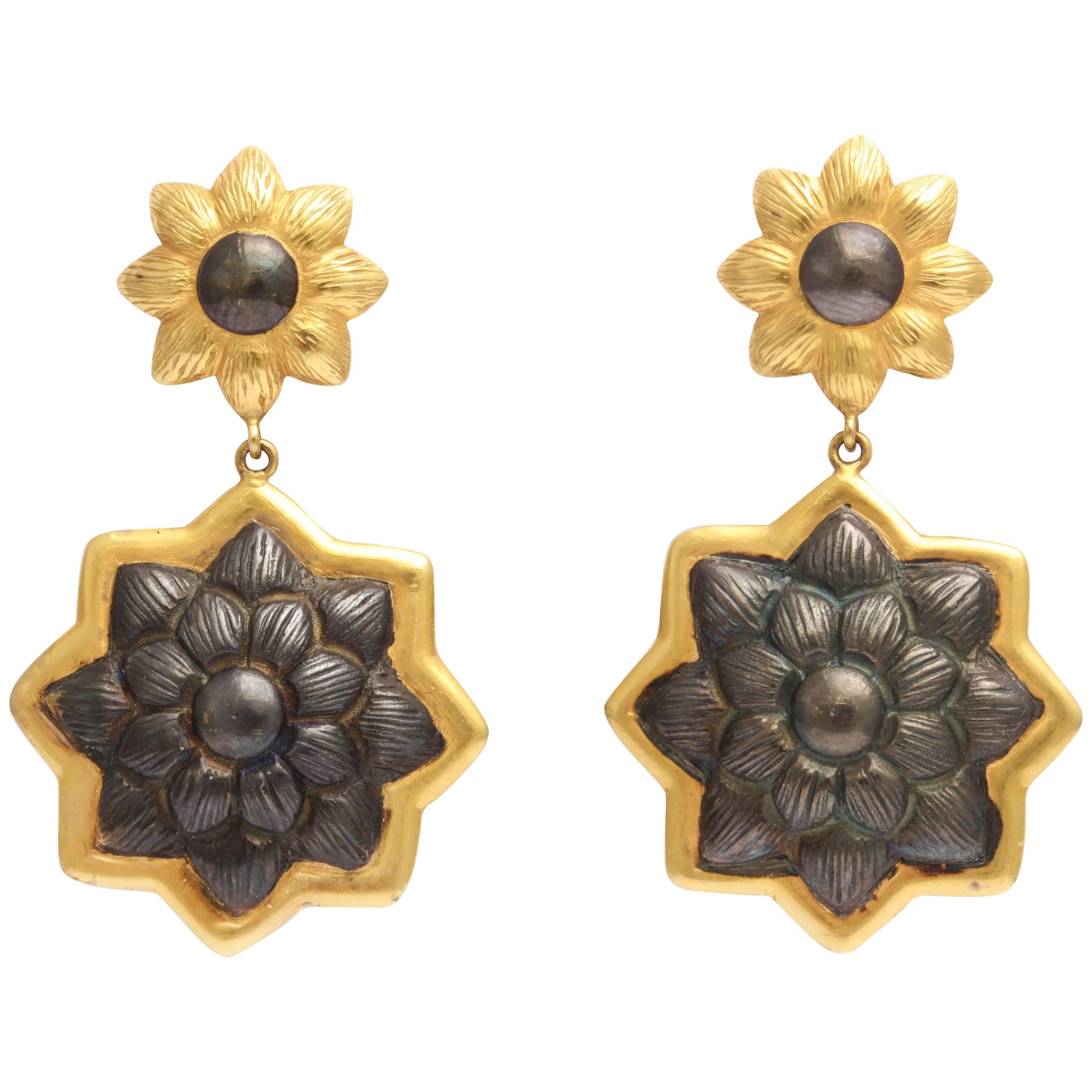Rebecca Koven Floral Earrings For Sale