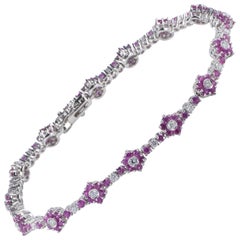 Exquisite 6.0 Carat Ruby 1.55 Carat Diamond Daisy Bracelet