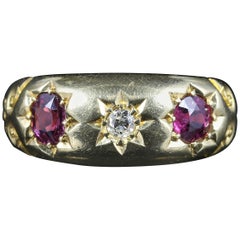 Antique Edwardian Ruby Diamond Ring Dated 1905
