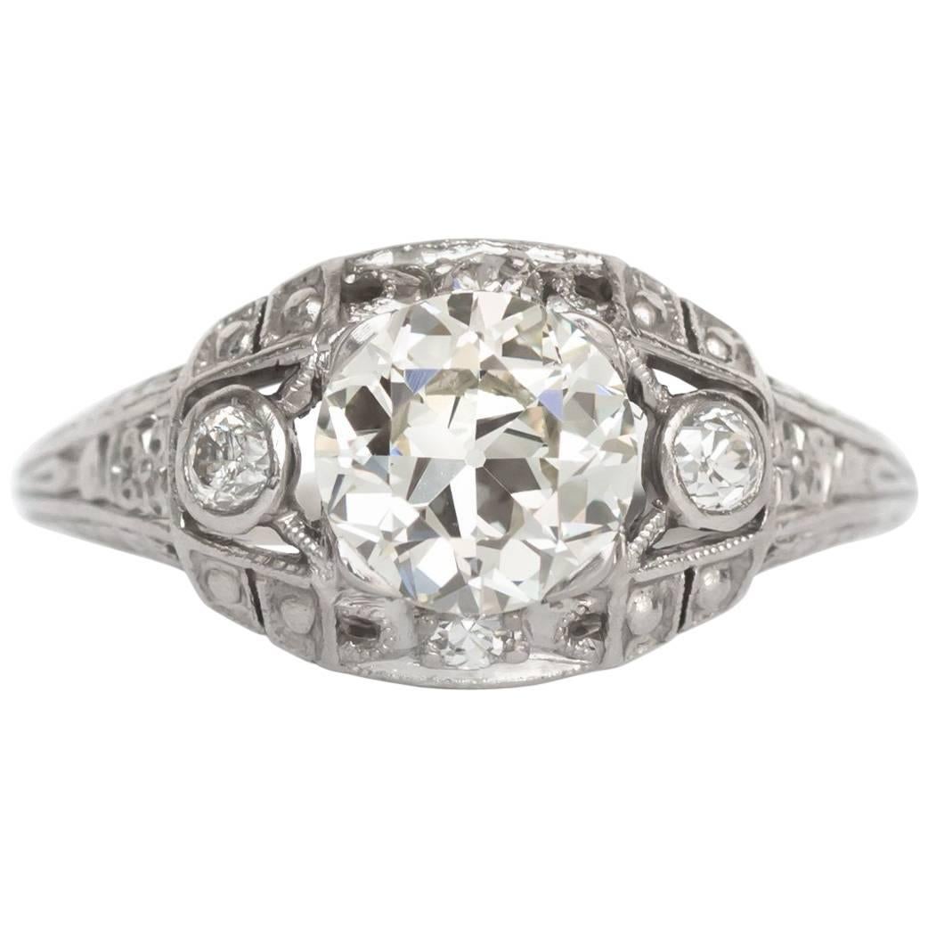 1920s Art Deco 1.05 Carat Old European Diamond and Platinum Engagement Ring For Sale